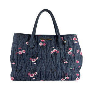 Miu Miu handbag shoulder bag Navy Blue pink denim